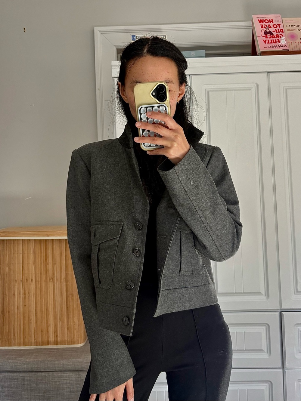 Aritzia Wilfred NWT Womens Dark Gray Tailored Button-Front blazer Jacket